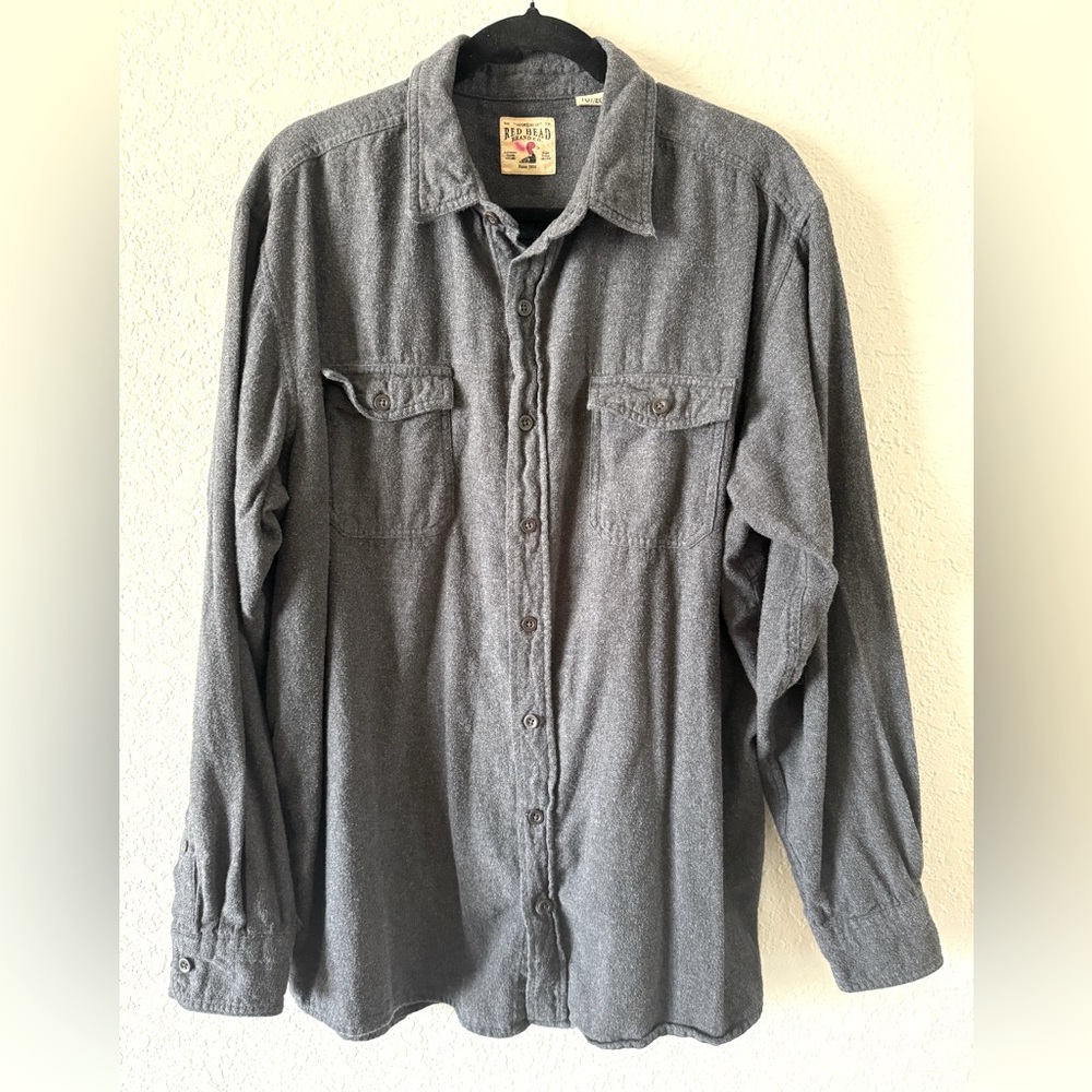 Redhead Brand Co. Dark Bluish Gray Long Sleeve Heavier Flannel Shirt XL Tall